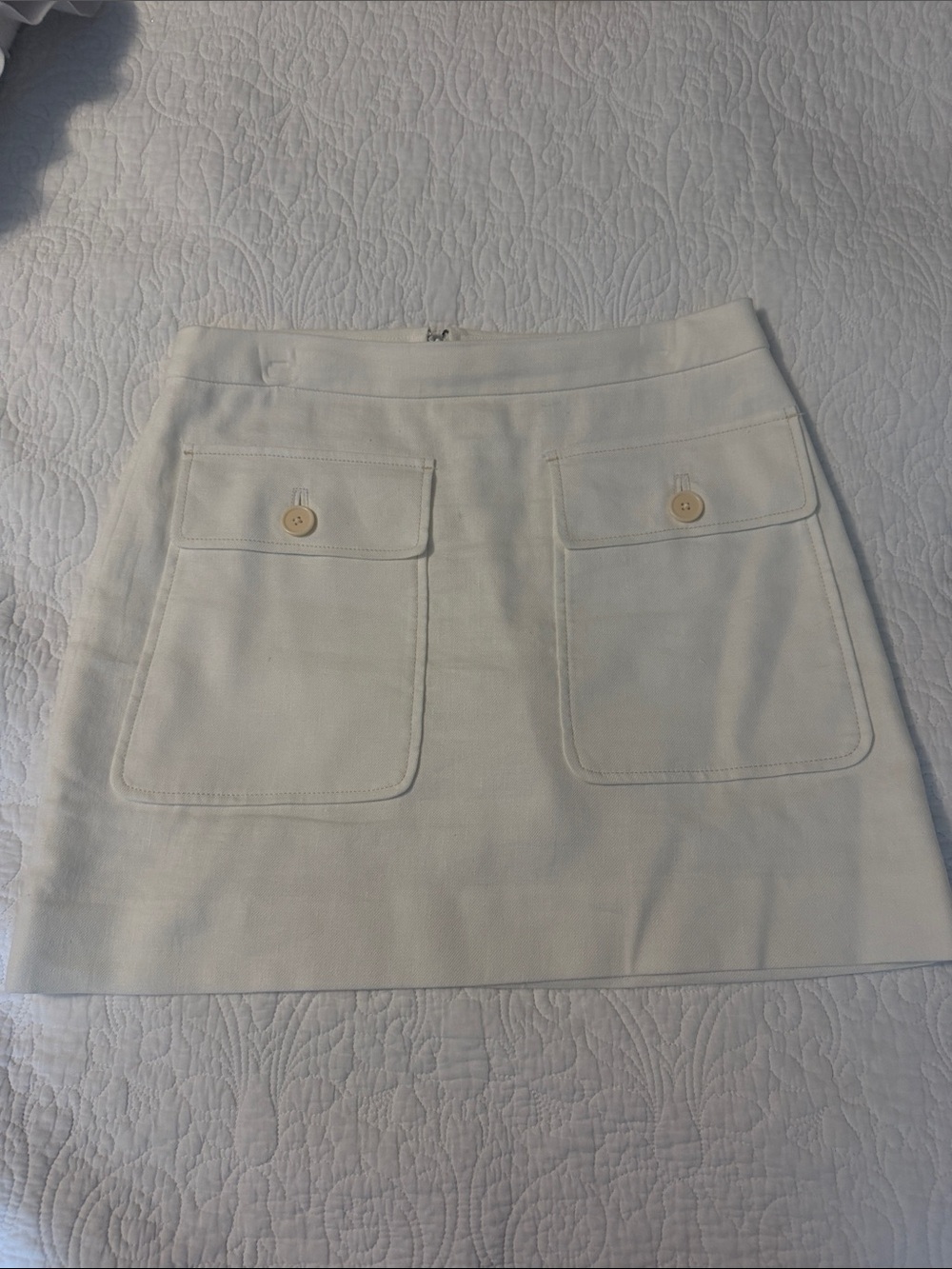 JCrew Women’s Cream Pocket A-Line Linen Skirt